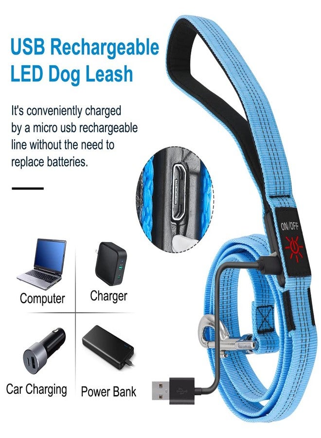 BSEEN LED Dog Leash - 4 Ft Light Up Dog Leash Rechargeable Glowing Pet Leash Reflective Puppy Lead Safety Dog Lights for Night Walking (BlueⅡ, 120cm) - Image 3